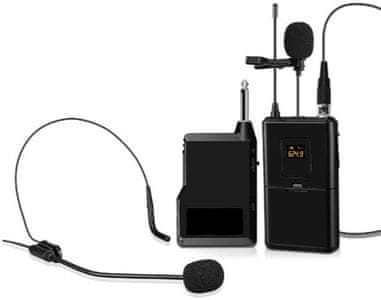 bezdrátový systém mikrofonů mozos mic uhf set dosah až 50 m protivětrné kryty
