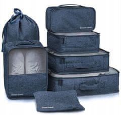 INNA Cestovní organizéry do kufru, tašky, skříně 7 kusů Organizér Trip Story 43 x 28 x 8 cm námořnická modrá