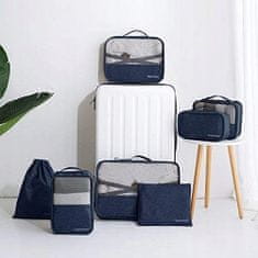 INNA Cestovní organizéry do kufru, tašky, skříně 7 kusů Organizér Trip Story 43 x 28 x 8 cm námořnická modrá