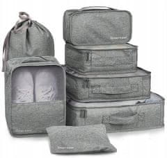 INNA Cestovní organizéry do kufru, tašky, skříně 7 kusů Organizér Trip Story 43 x 28 x 8 cm šedá barva