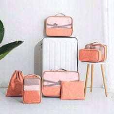 INNA Cestovní organizéry do kufru, tašky, skříně 7 kusů Organizér Trip Story 43 x 28 x 8 cm růžová barva