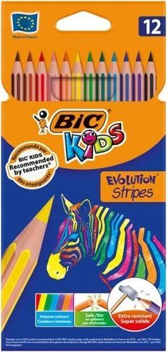 Bic Pastelky 12 barev nerozbitné Evolution Stripes