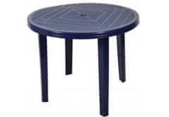 PSB Kulatý plastový zahradní stůl Opal 90 cm, tmavě modrý