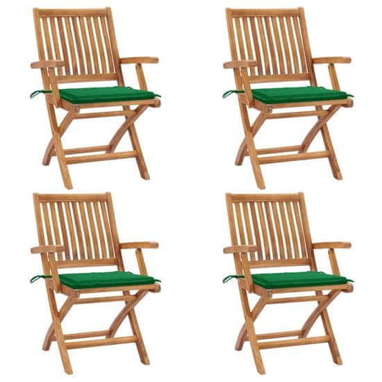 Vidaxl Skládací zahradní židle s poduškami 4 ks masivní teak