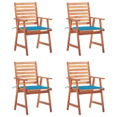 Vidaxl Zahradní jídelní židle s poduškami 4 ks masivní akáciové dřevo