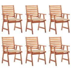 Vidaxl Zahradní jídelní židle 6 ks s poduškami masivní akáciové dřevo