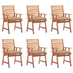 Vidaxl Zahradní jídelní židle 6 ks s poduškami masivní akáciové dřevo