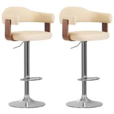 Vidaxl Barové stoličky 2 ks krémové ohýbané dřevo a umělá kůže