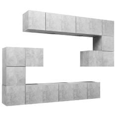 Vidaxl 10dílný set TV skříněk betonově šedý kompozitní dřevo