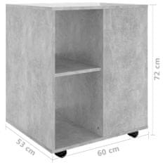 Vidaxl Skříňka na kolečkách betonově šedá 60x53x72 cm kompozitní dřevo