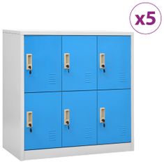 Vidaxl Uzamykatelné skříně 5 ks světle šedé a modré 90x45x92,5 cm ocel
