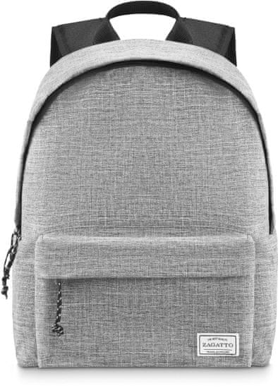 ZAGATTO Sportovní batoh dámské / pánské šedý, objem 20L, vodoodpudivý materiál, vhodný pro A4 a notebook, nastavitelné a pohodlné šle, batoh do školy s dvojitým zipem, 40x35x14 / ZG775