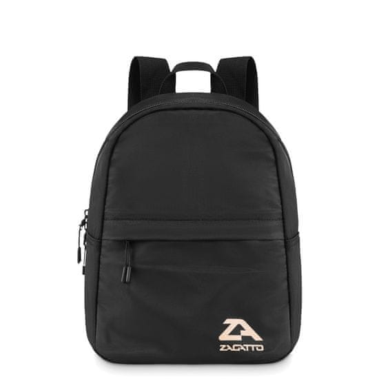 ZAGATTO Dámský městský sportovní batoh, malý batoh pro každodenní nošení, batoh v klasické černé barvě, pohodlné a nastavitelné popruhy, jedna přihrádka a dvě kapsy, 29x20x10 / ZG776
