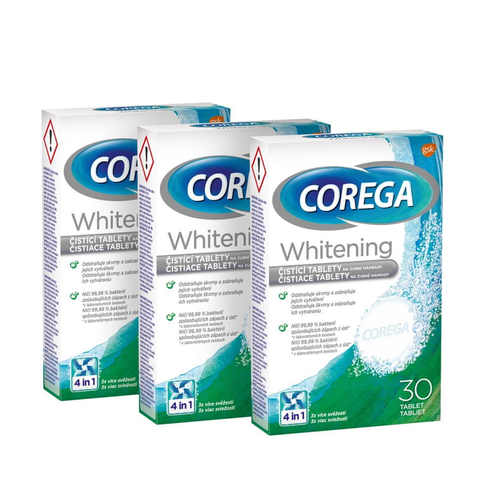 Levně Corega Antibakteriální čistící tablety 3 x 30 ks