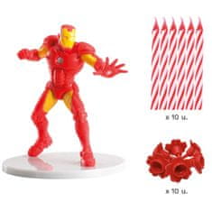 MojeParty Avengers party - Dekorace na dort a svíčky Iron Man 10 + 1 ks