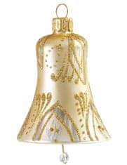 Decor By Glassor Vánoční zvonek zlatý dekor lístky