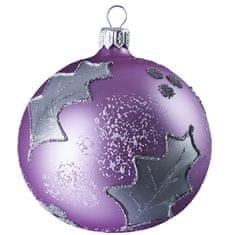Decor By Glassor Vánoční koule fialová lístky (Velikost: 10)