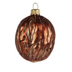 Decor By Glassor Vánoční ořech hnědý se zlatým dekorem
