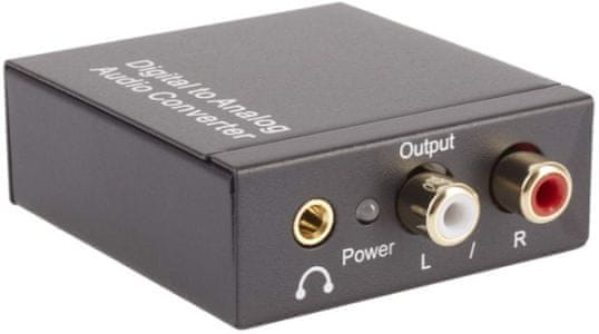 praktický dac převodník audio signálu mozos dac01 skvělá zvuková kvalita optický vstup koaxiální vstup sluchátkový výstup rca stereo