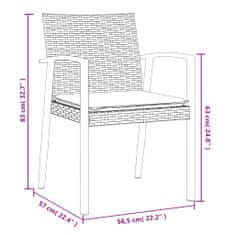 Greatstore Zahradní židle s poduškami 2 ks černé 56,5x57x83 cm polyratan