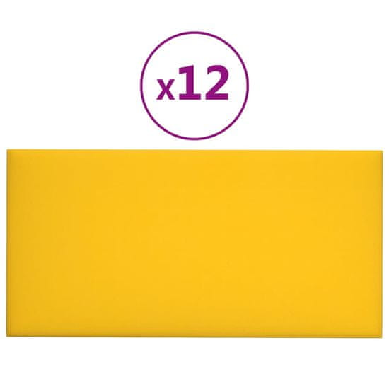 Vidaxl Nástěnné panely 12 ks žluté 60 x 30 cm samet 2,16 m²