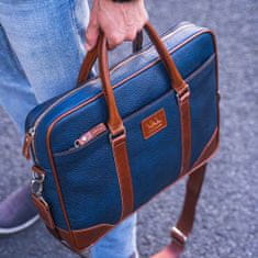 VALMIO Modrá kožená taška na notebook Telford 15"