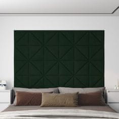 Vidaxl Nástěnné panely 12 ks tmavě zelené 30x30 cm samet 0,54 m²