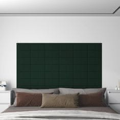 Vidaxl Nástěnné panely 12 ks tmavě zelené 30 x 15 cm samet 0,54 m²