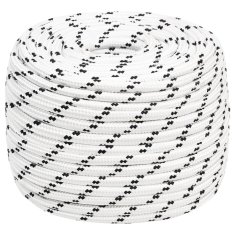 Vidaxl Splétané lodní lano bílé 14 mm x 25 m polyester