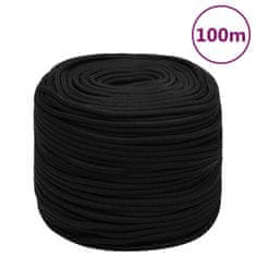 Vidaxl Pracovní lano černé 6 mm 100 m polyester