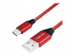 LogiLink Kabel CU0148 USB typ C červený 1m