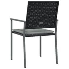 Greatstore Zahradní židle s poduškami 2 ks černé 54x62,5x89 cm polyratan