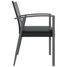 Greatstore Zahradní židle s poduškami 2 ks černé 56,5x57x83 cm polyratan