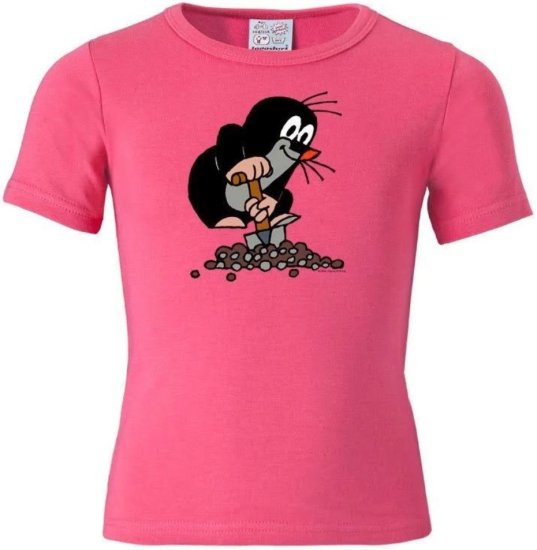 CurePink Dětské tričko Krteček: Zahradník (výška 140-152 cm) růžová bavlna