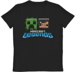 CurePink Dětské tričko Minecraft: Legends Creeper Vs Piglin (8-9 let) černá bavlna