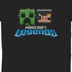 CurePink Dětské tričko Minecraft: Legends Creeper Vs Piglin (8-9 let) černá bavlna
