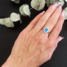 LS Prsten s modrým opálem a zirkony 53