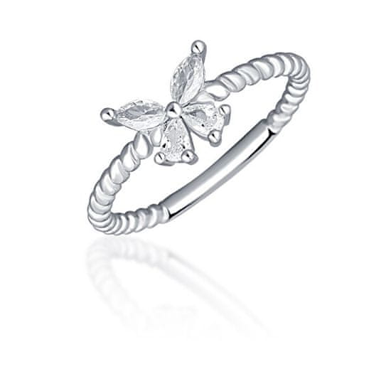 JVD Blyštivý stříbrný prsten s motýlkem SVLR0744XI2BI