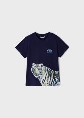 MAYORAL modré tričko s potiskem tygra WILD Velikost: 6/116