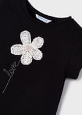 MAYORAL černé tričko s výšivkou květu Velikost: 6/116
