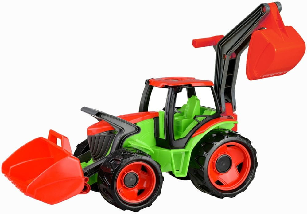 Levně LENA Traktor se lžící a bagrem, zeleno červený