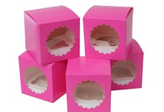 House of Marie Papírový box na cupcake růžový 5ks 