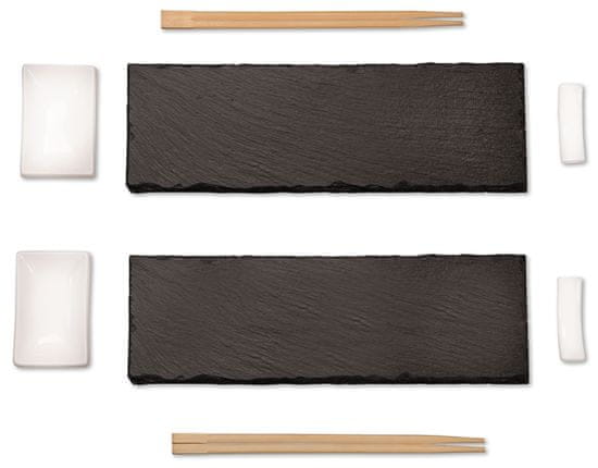 Kesper Sushi set 8 ks, 2x břidlice 30x10cm, 2x keramické misky, 2x hůlky, 2x držák
