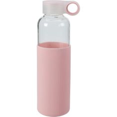 EXCELLENT Láhev na nápoje skleněná s obalem 550 ml růžová