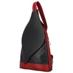 Delami Vera Pelle Zajímavý dámský kožený batůžek Emma, černá - červená
