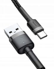 BASEUS Datový kabel Cafule USB-C 1m 3A šedo-černý (CATKLF-BG1)