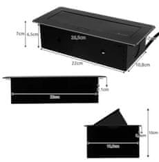 HADEX Zásuvka výklopná 3x zásuvka, 1,9 m černá Izoxis