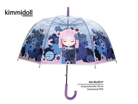 Simmy Luxusní průhledný deštník PVC s panenkou KIMMIDOLL modrý