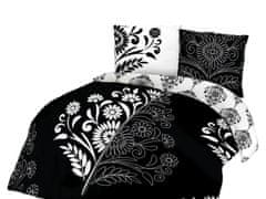 Darymex Bavlněné povlečení 220x200 PANELOVE bílá černá vzorované květiny etno