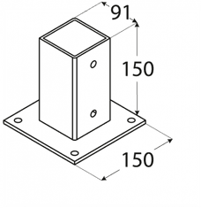 DOMAX PSP 90 (91*150*2) Patka sloupku 90 se čtvercovou základnou